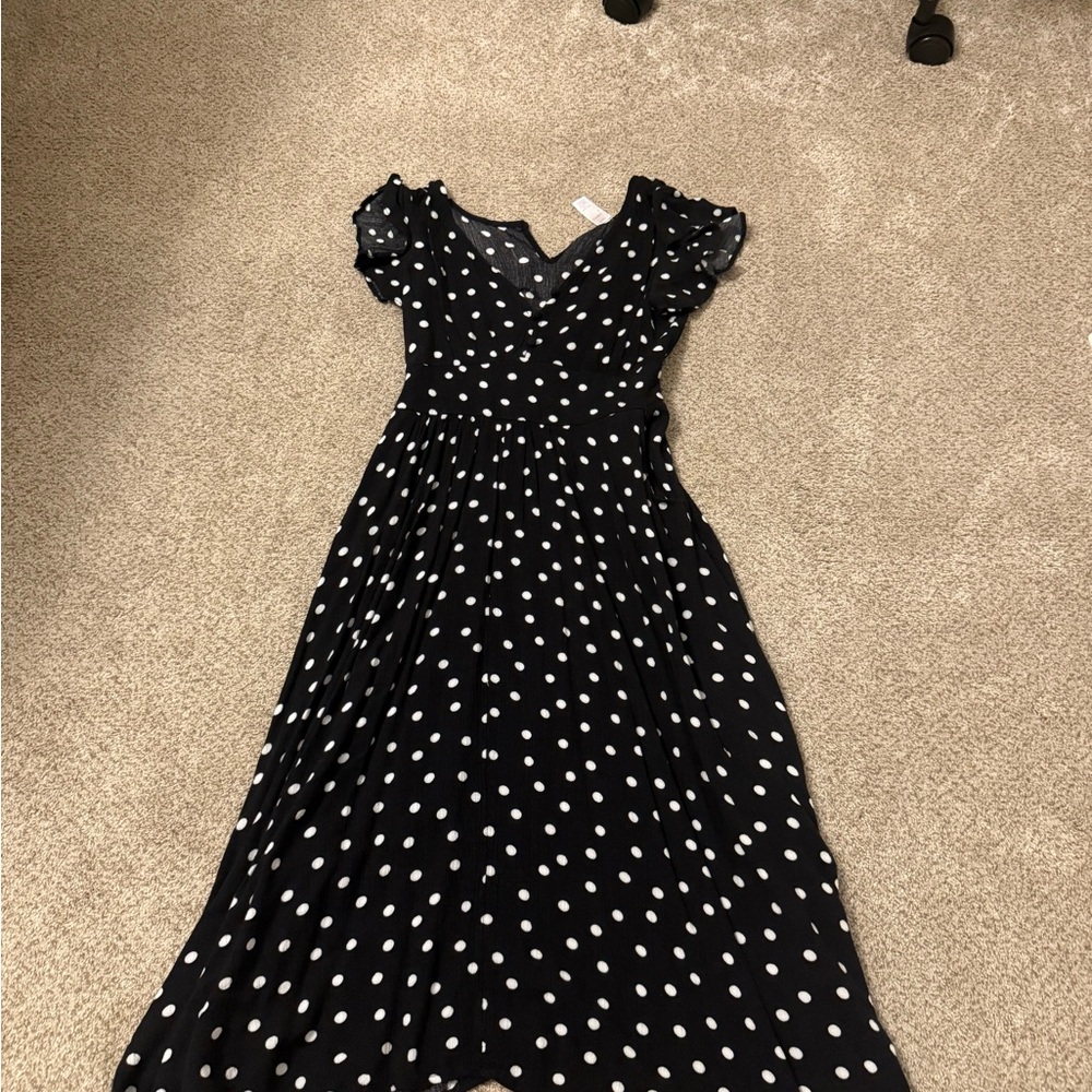 Justice Black and White Polka Dot Midi Dress